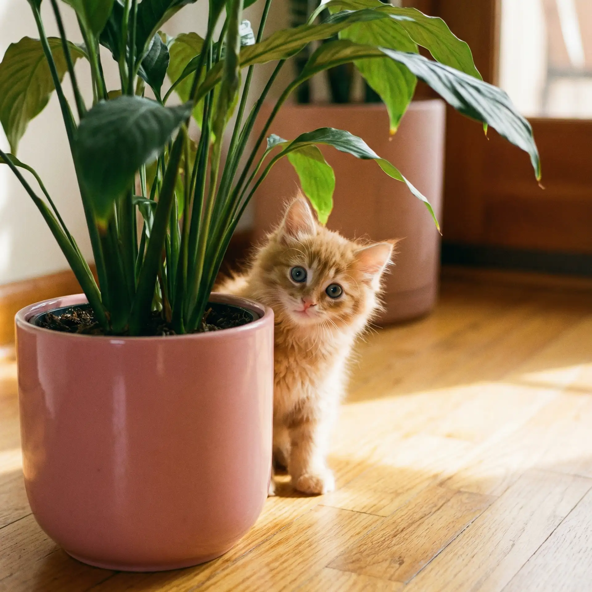 小猫从花盆后探头 - 今年双十一提前了吗